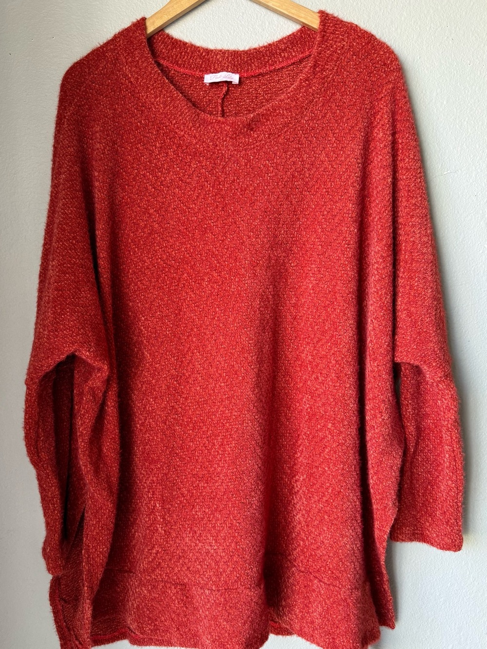 Pink Lily Oversized Textured Knit Red/Orange Pullover Sweater Women’s Size Large